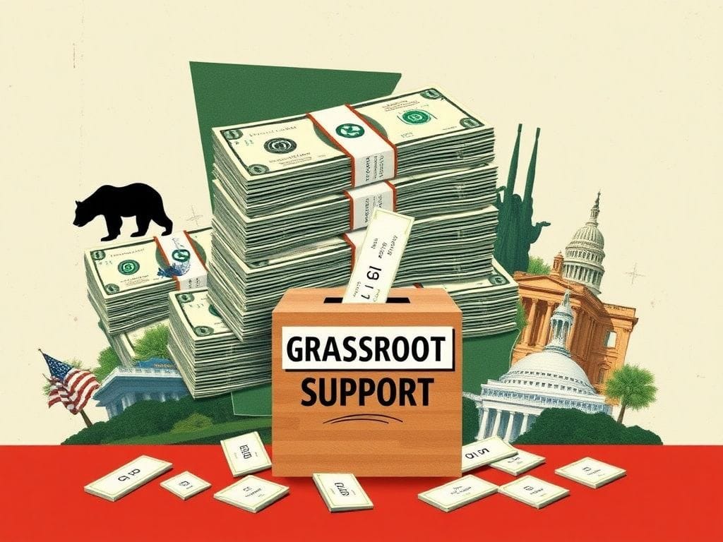 Flick International A collage illustrating the influence of out-of-state funding in a Georgia political campaign