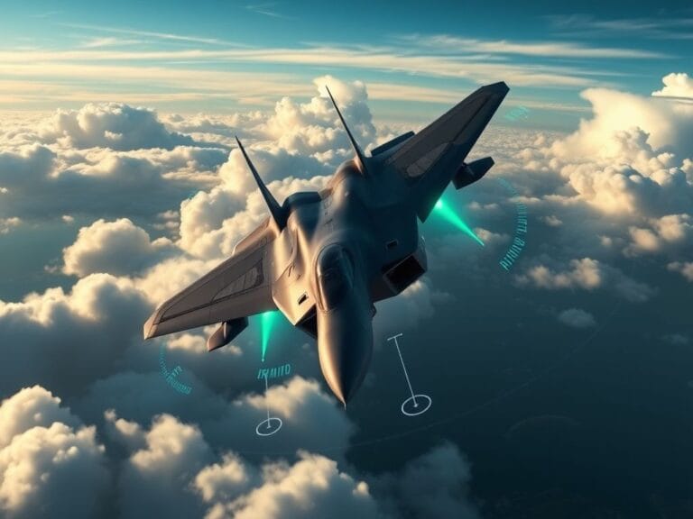 Flick International X-BAT AI-powered fighter jet soaring against a dramatic sky