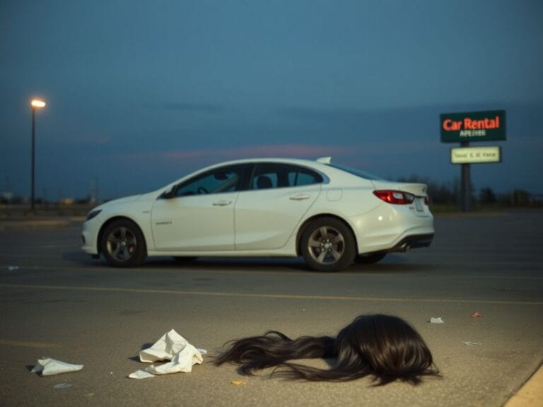 Flick International Abandoned white Chevrolet Malibu in a parking lot related to Melodee Buzzard's case