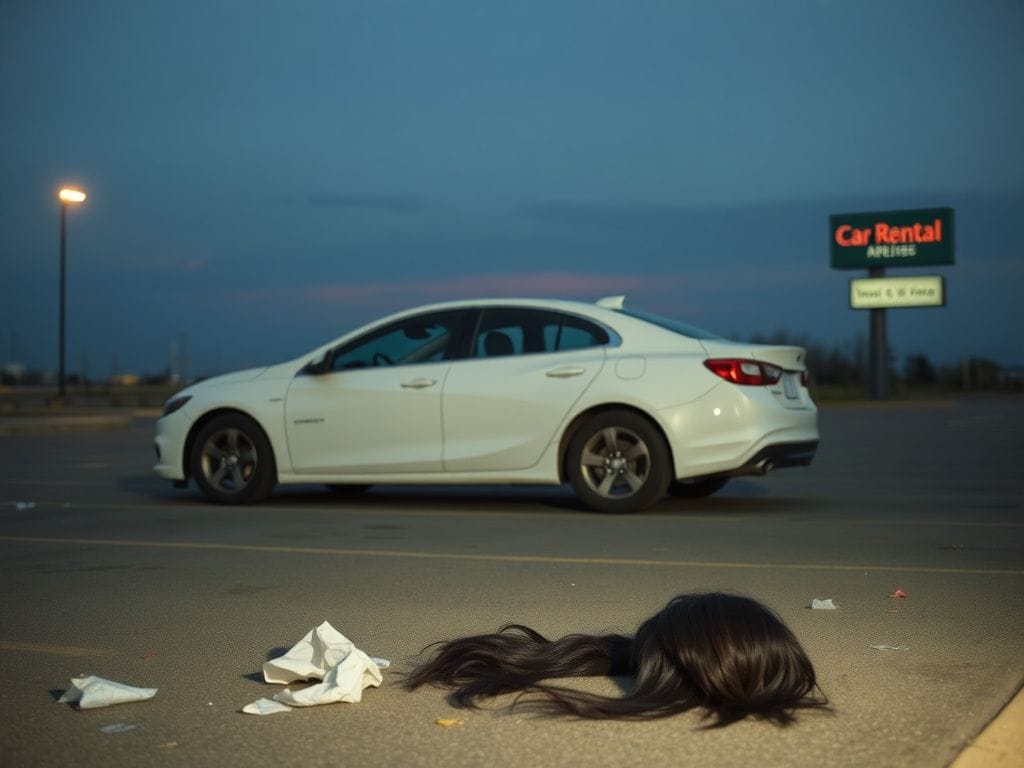 Flick International Abandoned white Chevrolet Malibu in a parking lot related to Melodee Buzzard's case