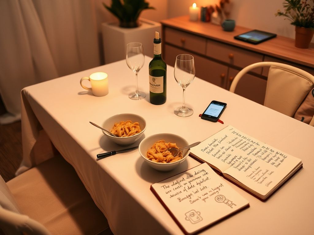 Flick International Cozy table set for two with a home-cooked meal depicting a romantic yet budget-friendly date