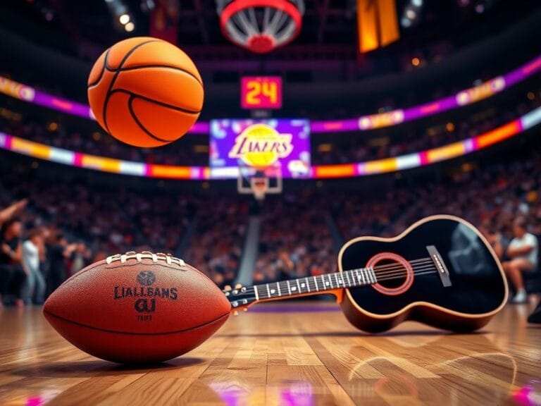 Flick International A basketball soaring toward the audience during a Lakers game with excited fans in the background