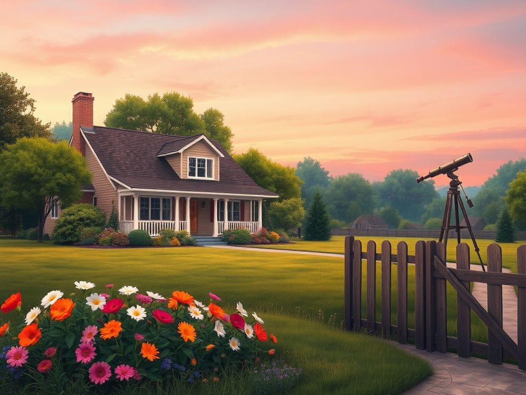 Flick International Vintage 1960s suburban home with a lush green garden, symbolizing family warmth and nostalgia.