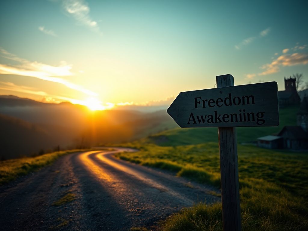 Flick International Serene landscape at dawn with a winding road and lush green hills symbolizing a journey of transformation