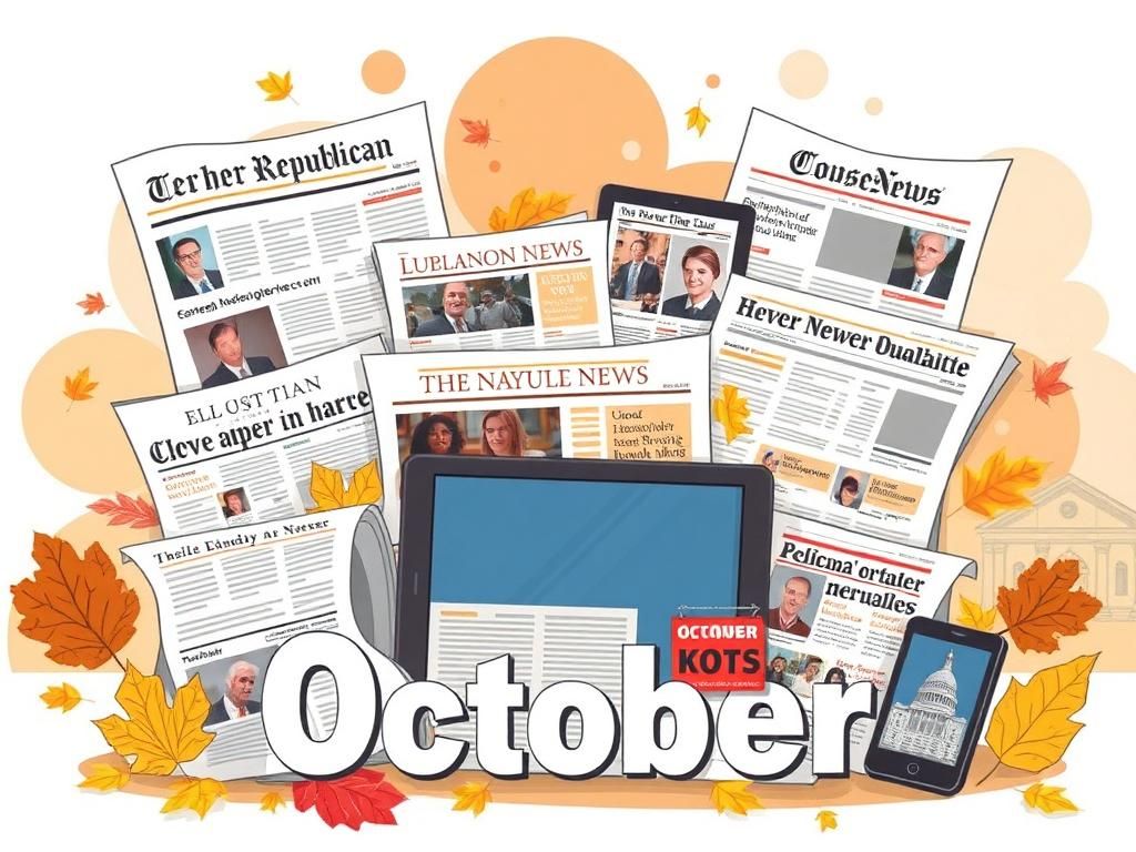 Flick International A vibrant illustration of newspapers and digital devices representing modern news consumption