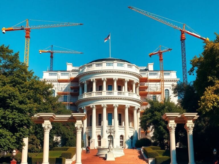 Flick International Ongoing construction of the new White House ballroom with scaffolding and cranes