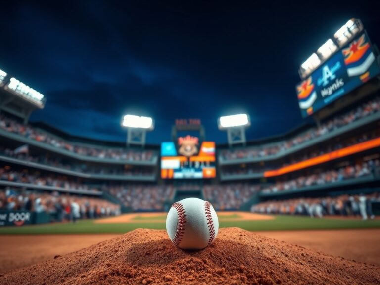 Flick International A vibrant scene during the World Series featuring Yoshinobu Yamamoto on the pitcher's mound