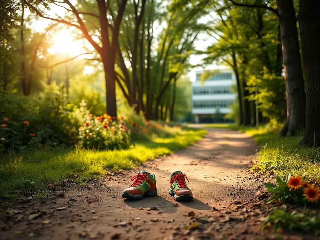 Flick International A pair of vibrant hiking boots on a serene forest trail symbolizing recovery and hope