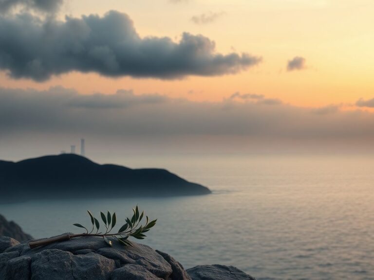 Flick International Abstract representation of the Korean Peninsula with symbolic elements of diplomacy