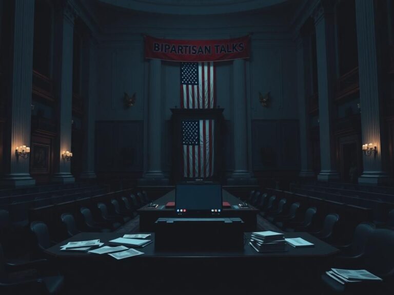 Flick International Empty United States Senate chamber depicting halted negotiations