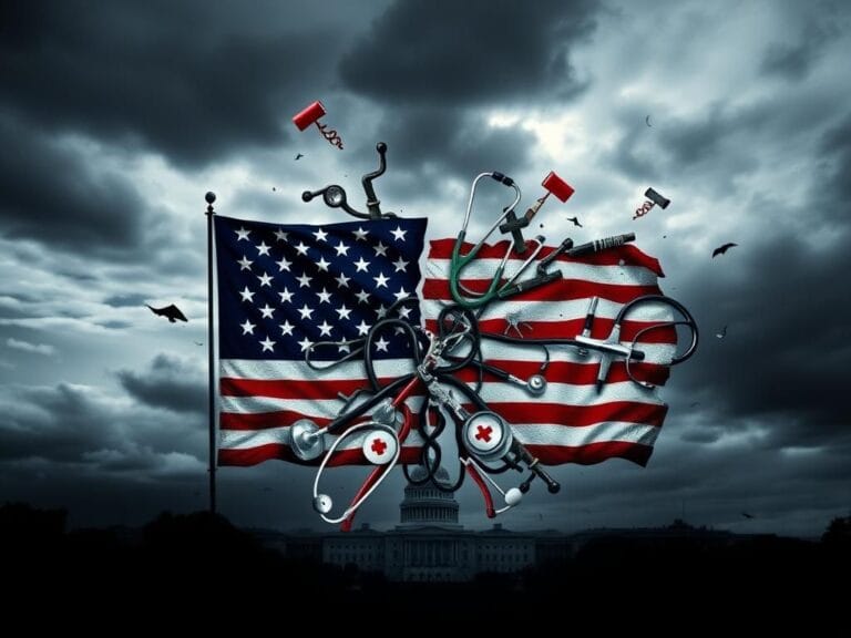 Flick International Cracked and fragmented American flag symbolizing political division