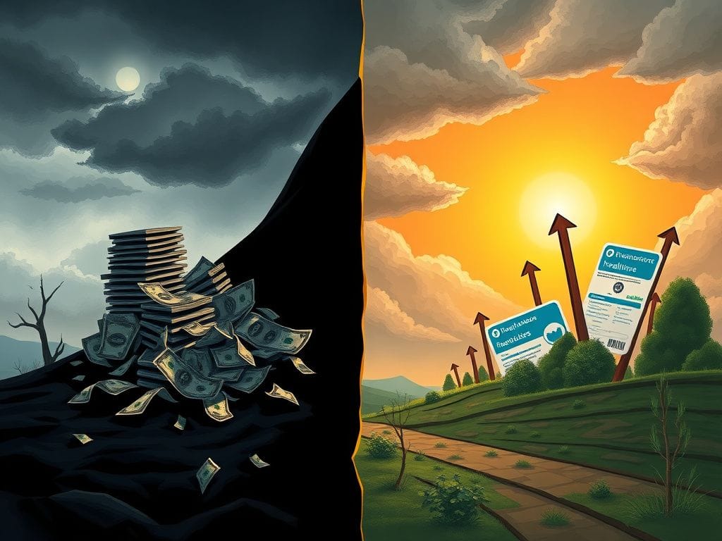 Flick International Conceptual illustration representing the divided landscape of the healthcare debate in America
