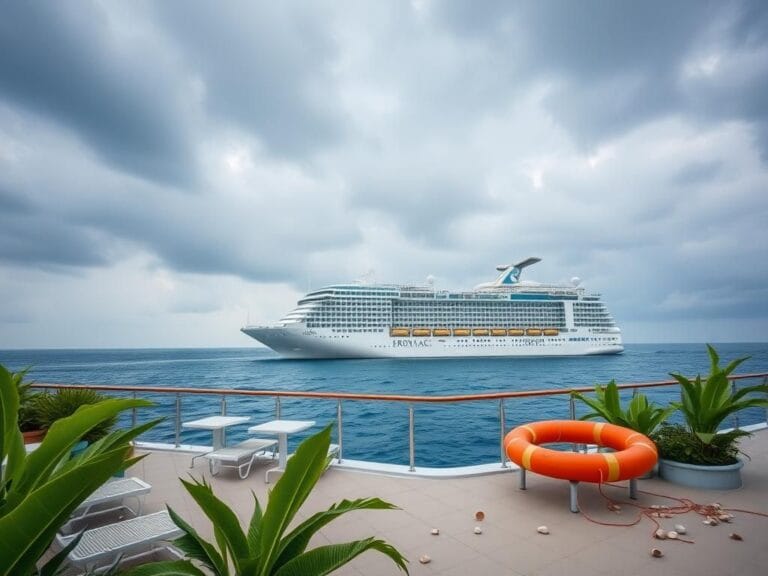 Flick International Serenade of the Seas cruise ship on a tranquil ocean under a cloudy sky