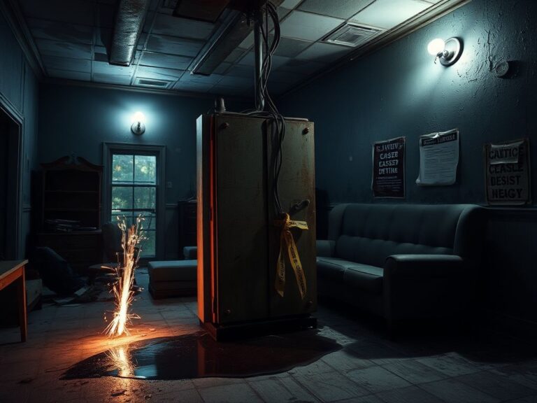 Flick International Abandoned fraternity house interior showcasing electrical hazards and signs of neglect