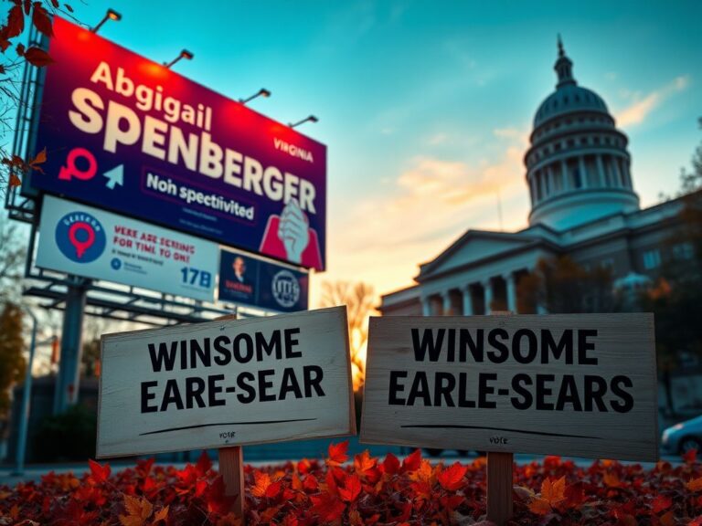 Flick International Vibrant urban landscape during Virginia's election season with campaign billboards