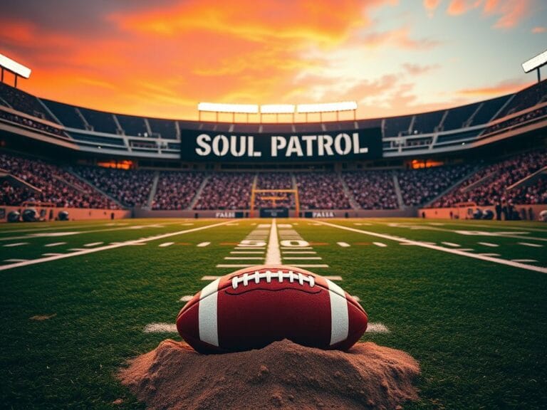 Flick International A powerful scene depicting a football stadium representing the Raiders, highlighting the legacy of George Atkinson.