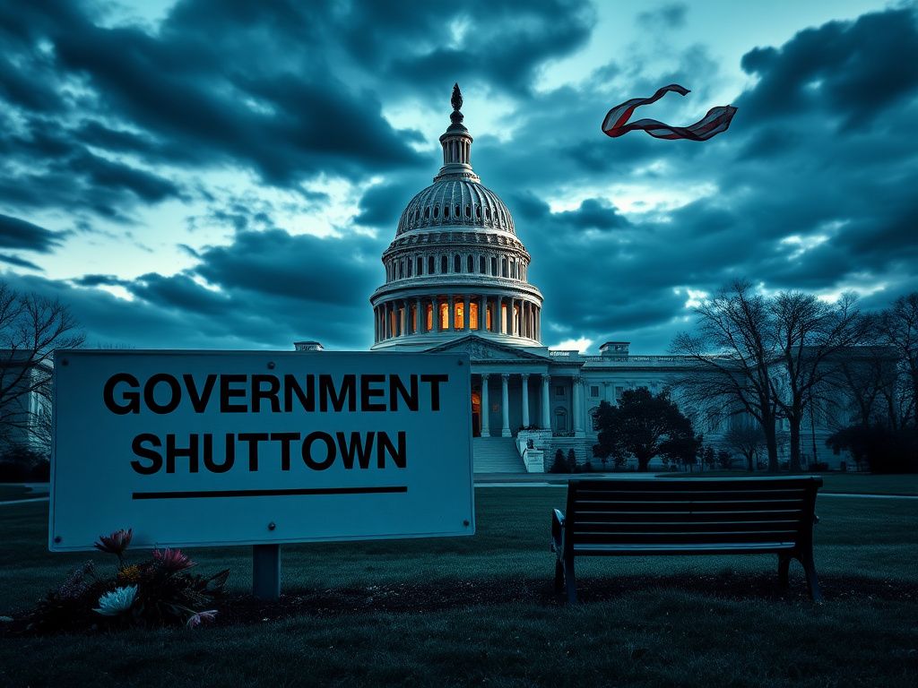 Flick International Image of the U.S. Capitol with a closed government shutdown sign