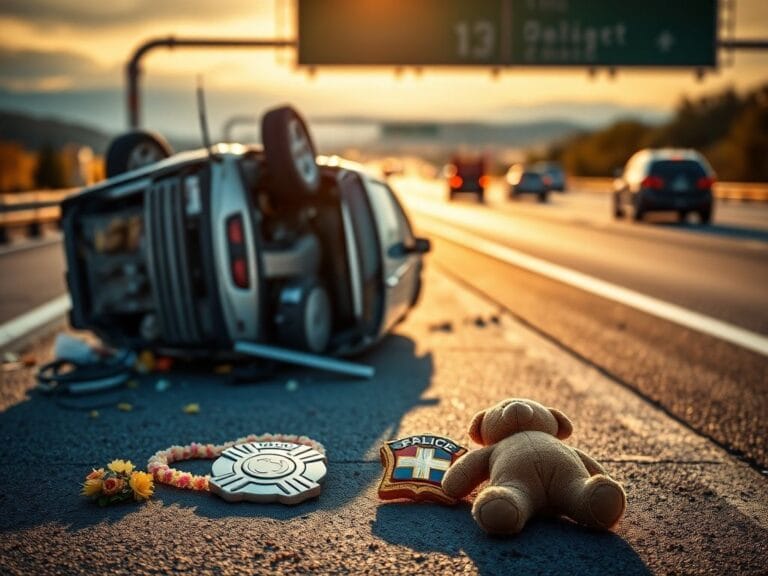 Flick International Overturned car on interstate with emergency response team assisting