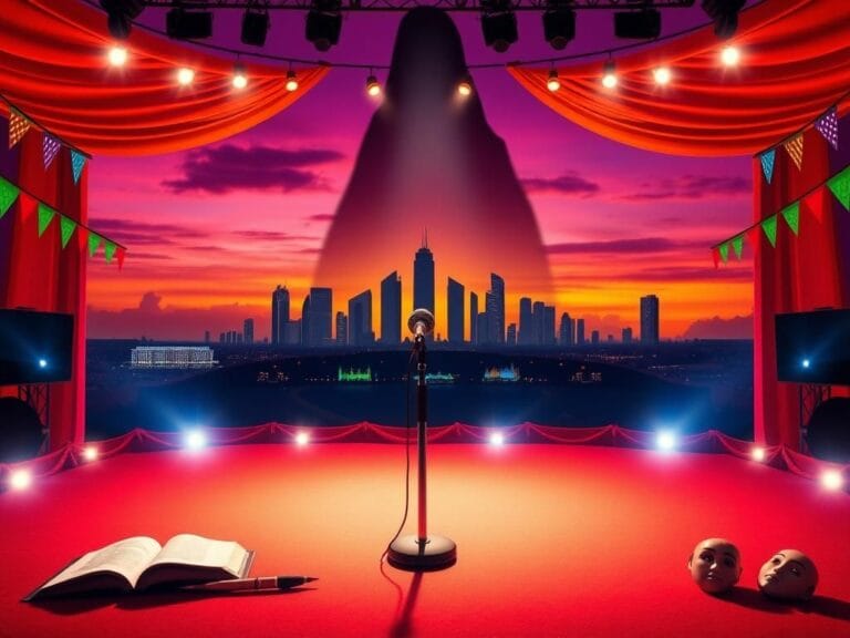 Flick International A colorful stage at a Saudi Arabian comedy festival symbolizing freedom of expression