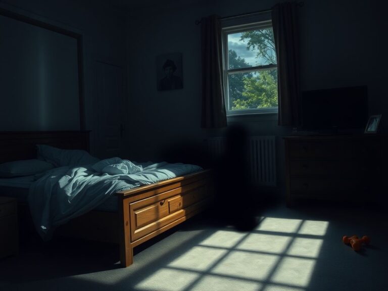 Flick International Somber bedroom scene depicting a tangled emotional aftermath of a tragic incident