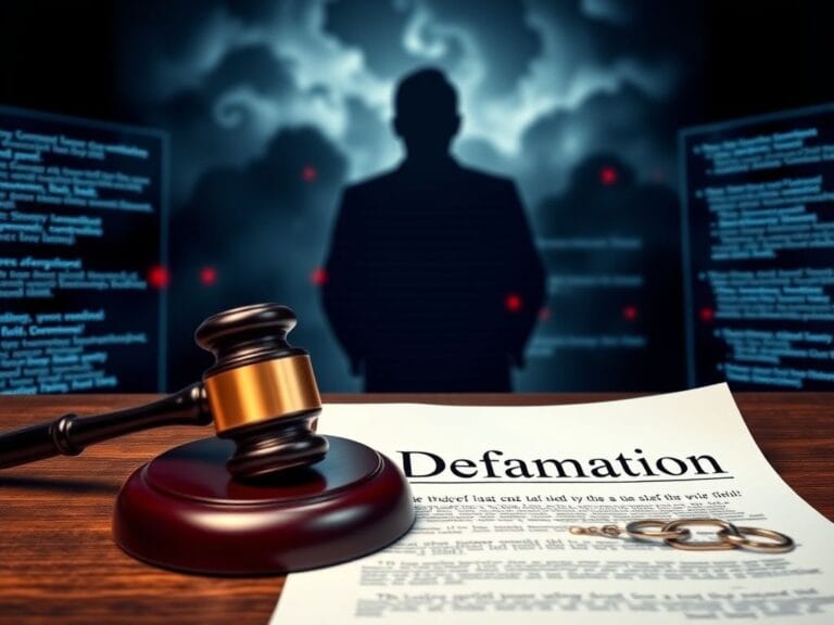 Flick International A dramatic courtroom scene with a gavel and legal documents symbolizing defamation lawsuits