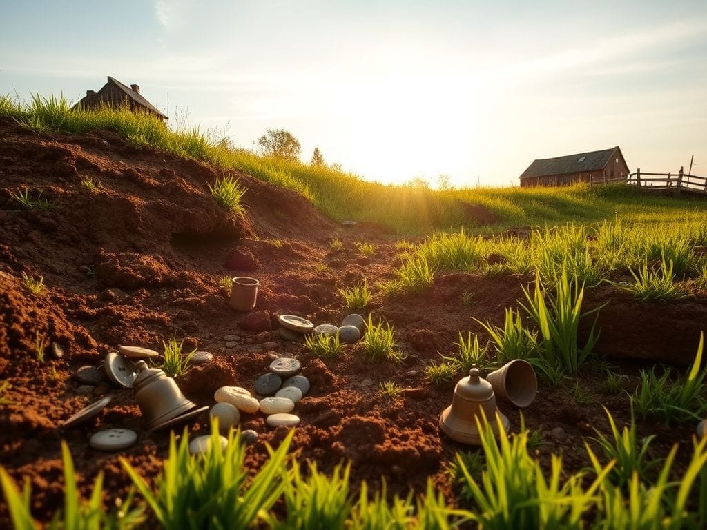 Flick International Excavation site of Lancaster County's oldest tavern with artifacts scattered in a verdant pasture