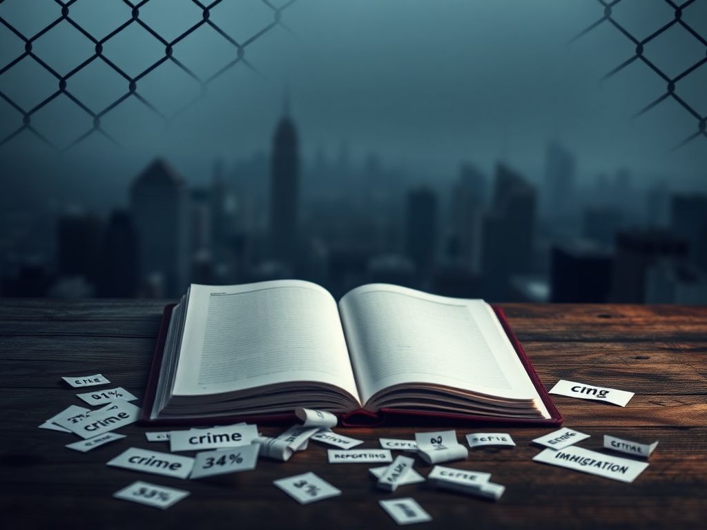 Flick International Abstract representation of crime data reporting with an empty notebook and scattered statistics