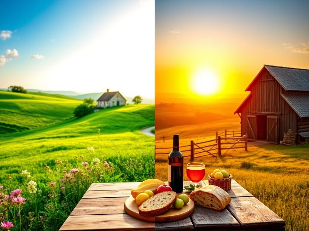 Flick International A picturesque split-scene image showcasing the contrasting landscapes of Herefordshire, England and the Tennessee countryside.