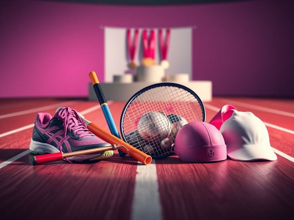 Flick International Dynamic representation of women's sports with equipment on an athletic track