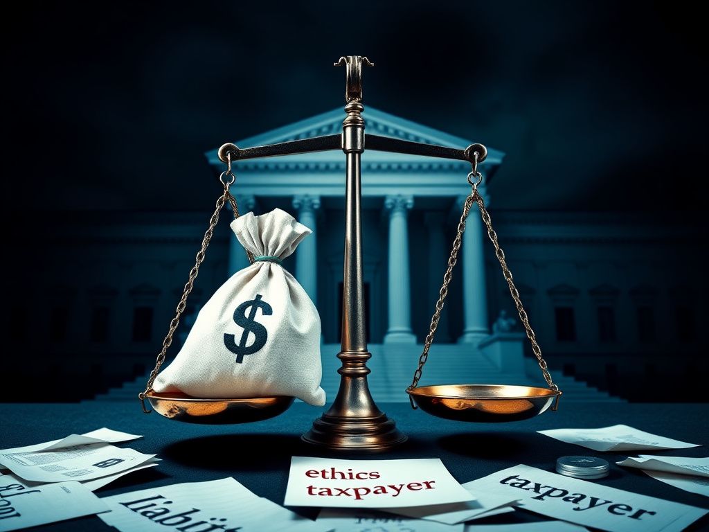Flick International Scales of justice with money bag symbolizing legal imbalance