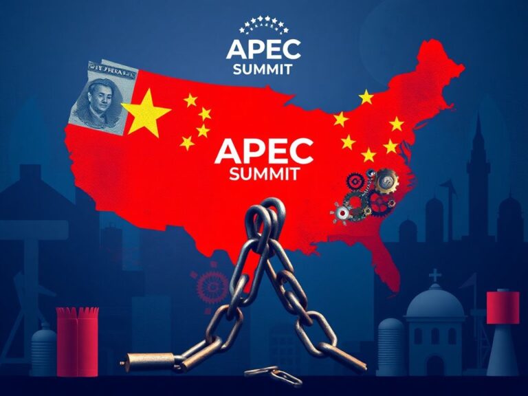 Flick International Abstract representation of US-China trade negotiations with symbols of commerce