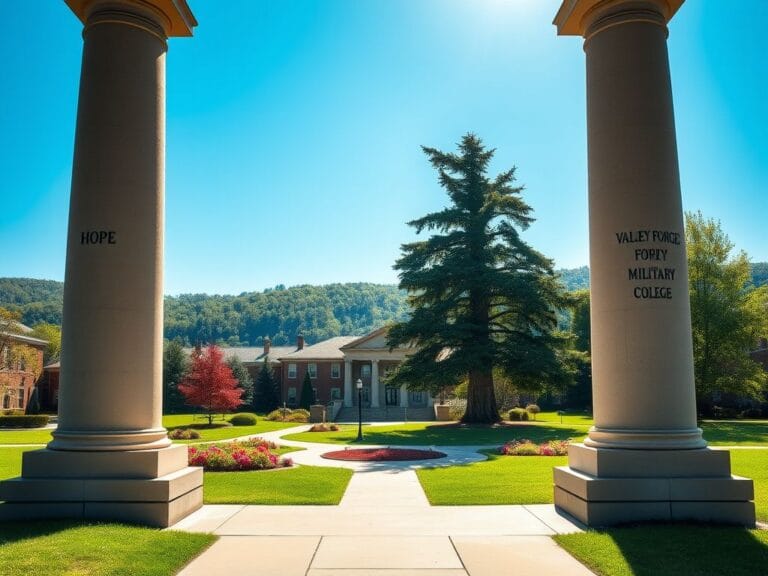 Flick International A scenic view of Valley Forge Military College showcasing its iconic architecture and lush landscape