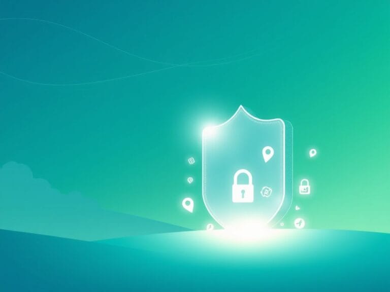 Flick International Abstract digital landscape illustrating social media safety with floating icons.