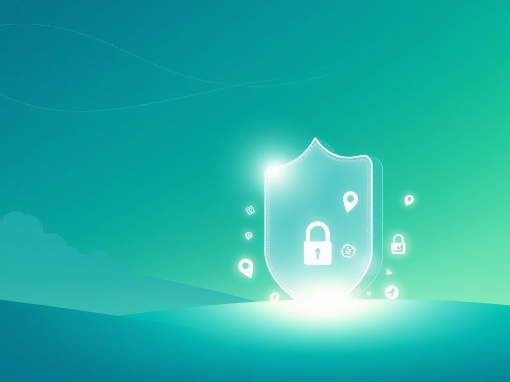 Flick International Abstract digital landscape illustrating social media safety with floating icons.