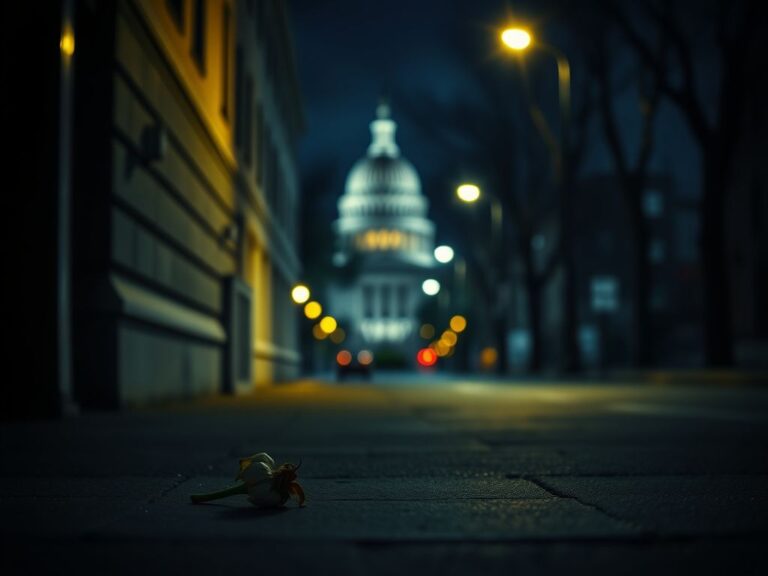 Flick International Dimly lit urban landscape in Washington, D.C. at night