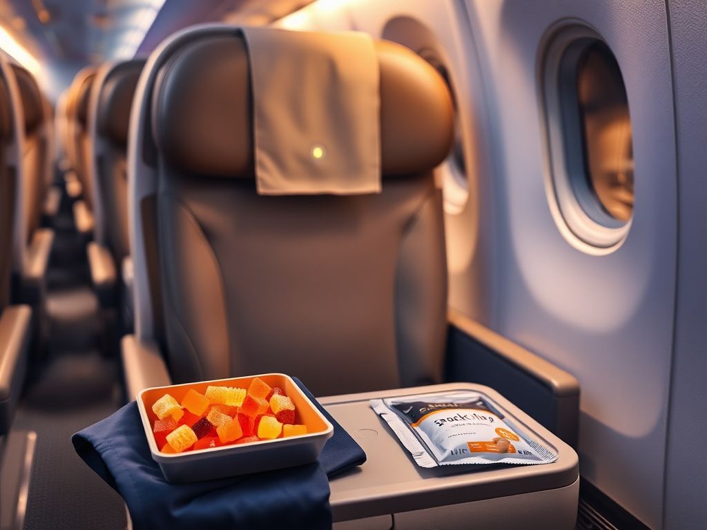 Flick International A first-class airplane seat emphasizing luxury and comfort with a flight attendant's uniform nearby