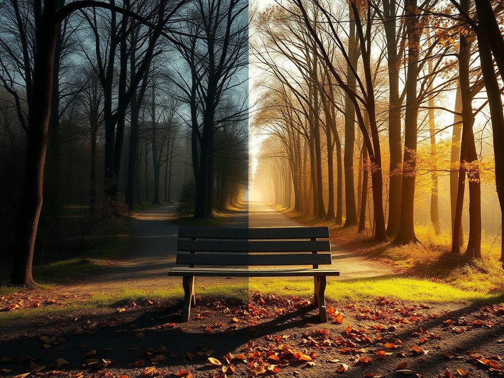 Flick International A serene split pathway in a peaceful forest symbolizing acceptance and resentment.