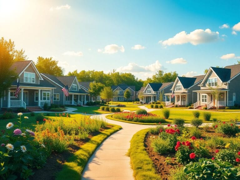 Flick International A serene landscape of modern mortgage-free homes for military families surrounded by greenery