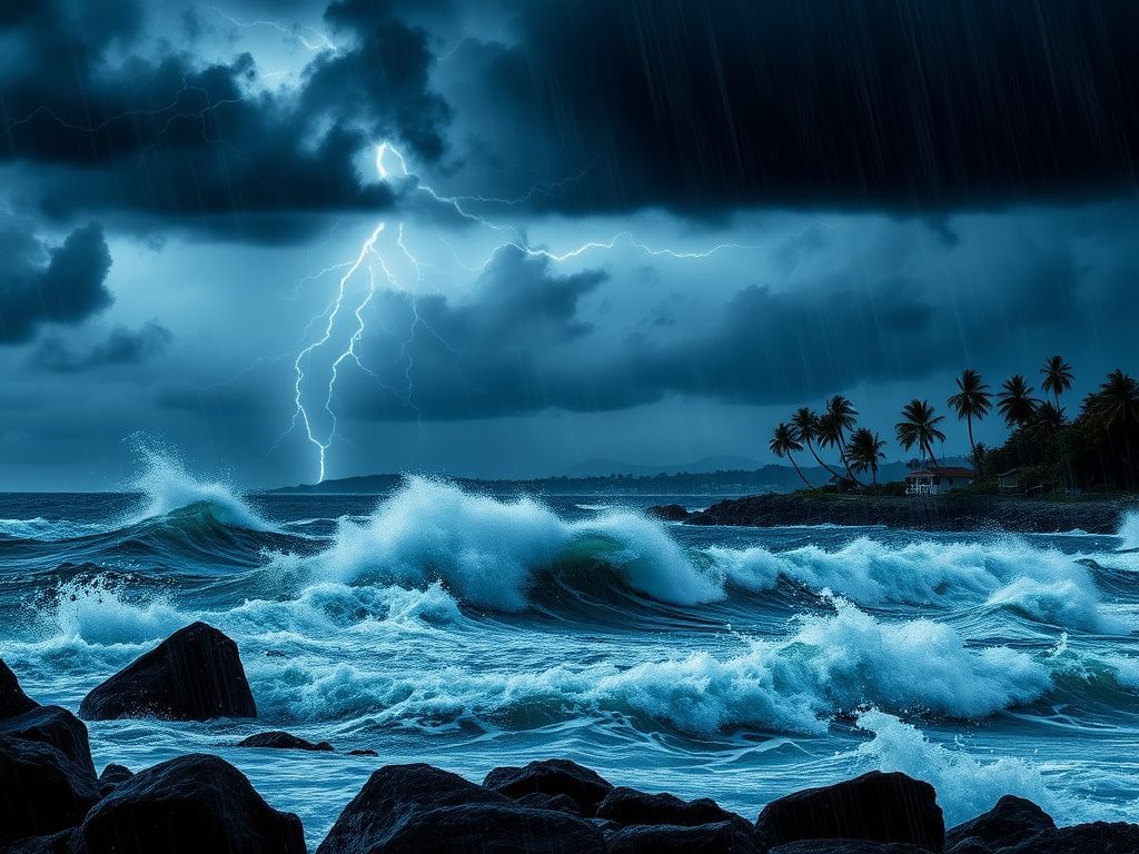 Flick International Dramatic coastal scene of Hurricane Melissa impacting Montego Bay, Jamaica