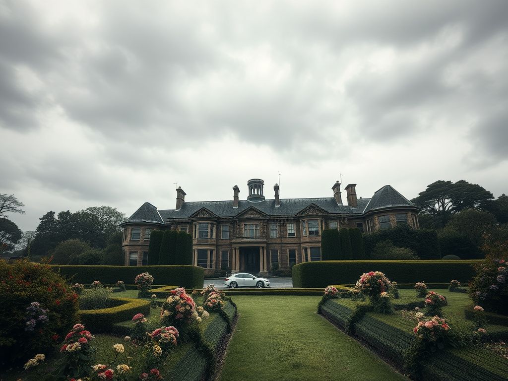 Flick International Luxurious mansion surrounded by tall hedges, symbolizing wealth and secrecy