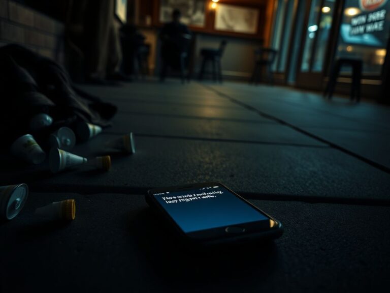 Flick International Glowing smartphone on a dimly lit sidewalk, symbolizing a tragic loss