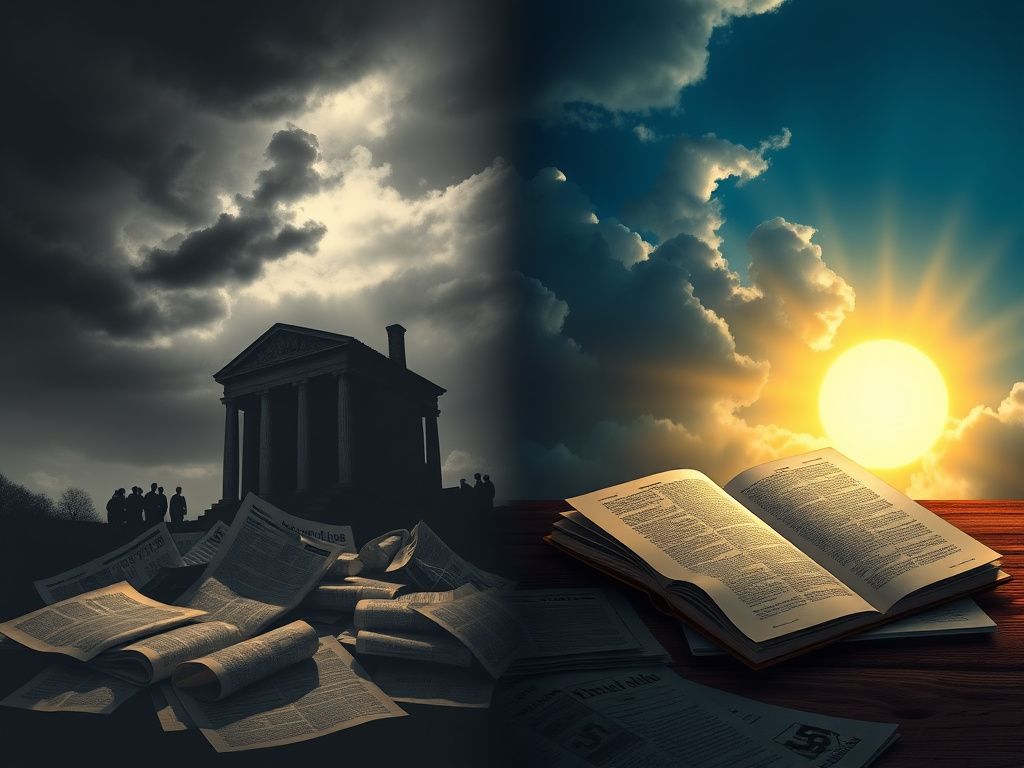 Flick International A dramatic political landscape illustrating the conflict between authoritarianism and hope