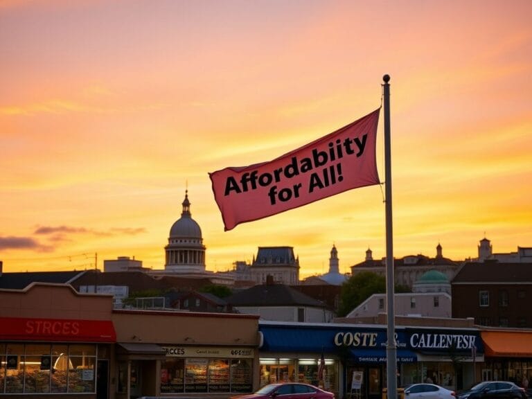 Flick International A vibrant New Jersey skyline at sunset highlighting economic relief and political unity