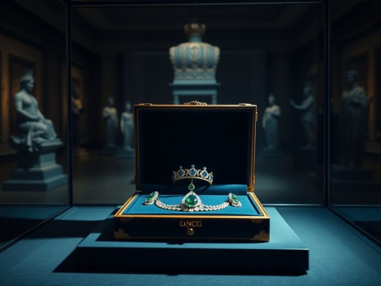 Flick International Elegant display case at the Louvre Museum showcasing crown jewels
