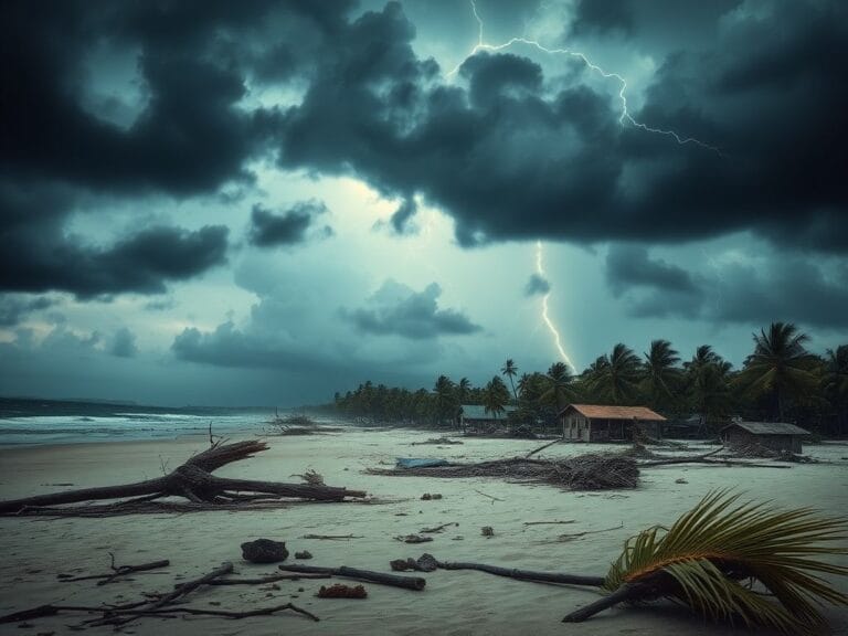 Flick International Devastated beach in the Caribbean aftermath of Hurricane Melissa
