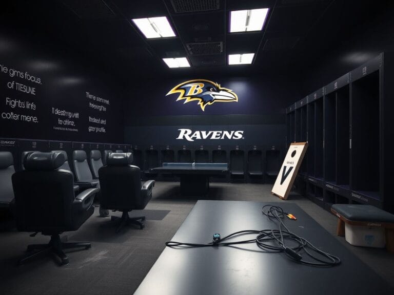 Flick International Empty Baltimore Ravens locker room missing gaming elements