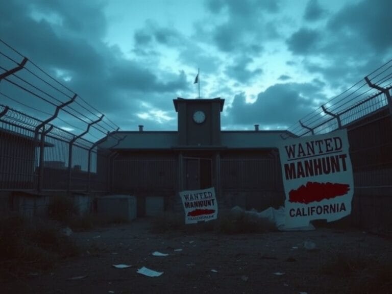 Flick International Deserted California jail exterior with high fences and barbed wire