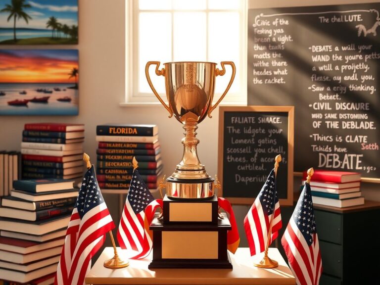 Flick International Polished trophy representing the Charlie Kirk prize for Florida's civics debate championship