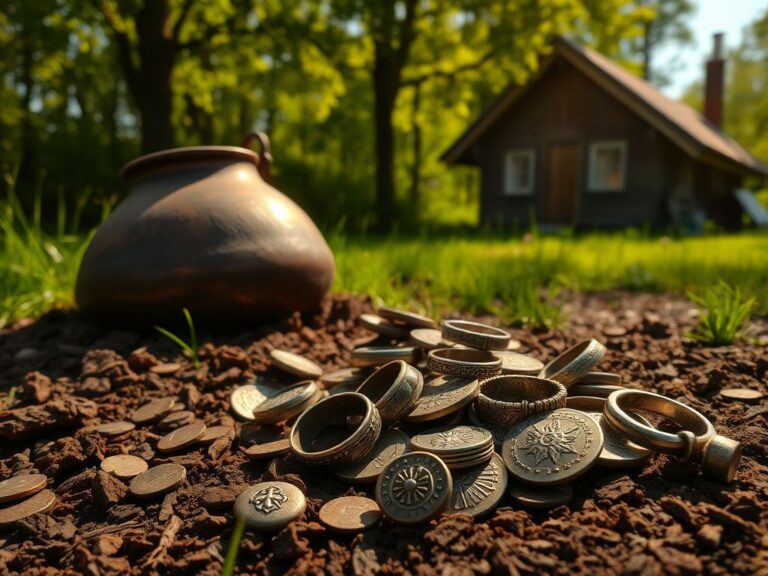 Flick International Image of a partially buried copper cauldron revealing a medieval silver hoard near a Swedish summer cottage