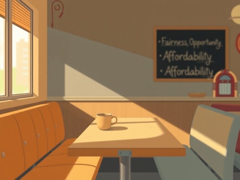 Flick International Empty diner booth symbolizing working-class concerns